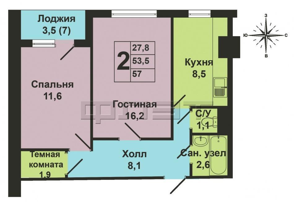 Продажа / Квартиры, Зеленодольск, Строителей проспект, 2 440 000 Зеленодольск, Мирный, ул. Строителей д.40 Продается 2-комнатная квартира ленинградского проекта 50,4 кв.м, уютная,... - 7