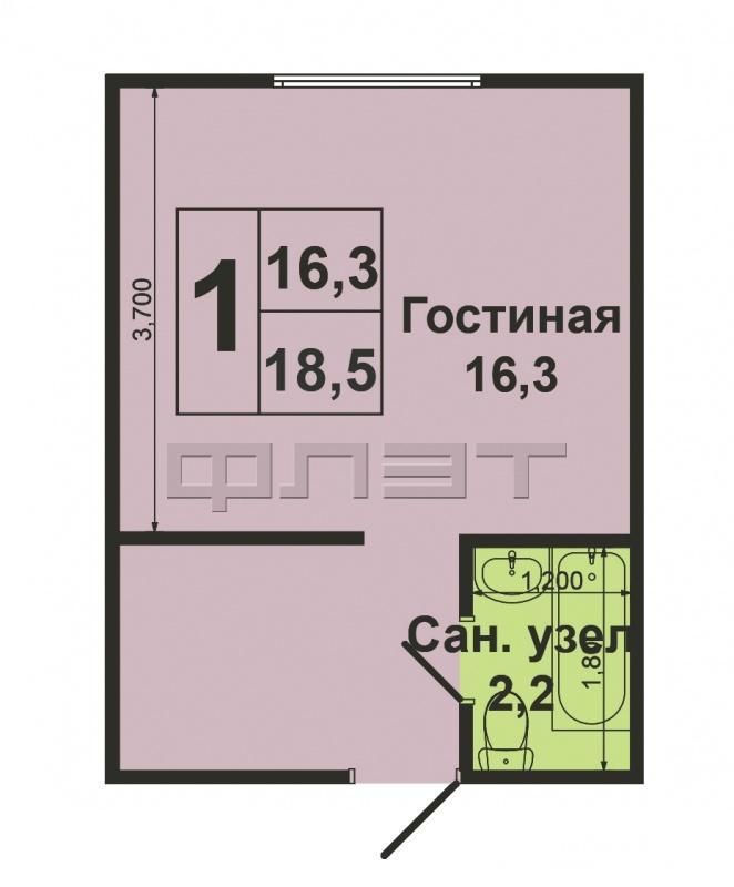 Продажа / Квартиры, Казань, Фурманова улица, 1 290 000 В самом центре Московского района города по ул.Фурманова дом 25 продается просторная гостинка. Комната чистая и... - 7
