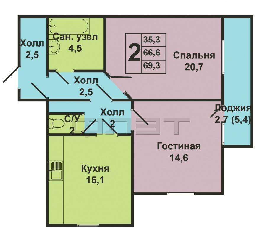 Продажа / Квартиры, Казань, Горьковское шоссе, 3 450 000 Зеленодольский р-н, с.Осиново, ул.Ленина,6 продается 2-х комнатная квартира в кирпичном доме 2014 года постройки с... - 12