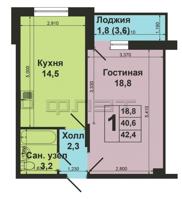 Продажа / Квартиры, Казань, Ямашева проспект, 3 590 000 Ново-Савиновский район, просп.Ямашева, д.35А. Монолитно-кирпичный дом, 11-й этаж из 14-ти. Общая площадь 41 кв.м,... - 8