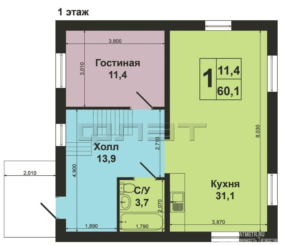 Лаишевский район, пос. Столбище. Новый 2-этажный коттедж в тихом зеленом месте на второй линии от центральной улицы... - 11