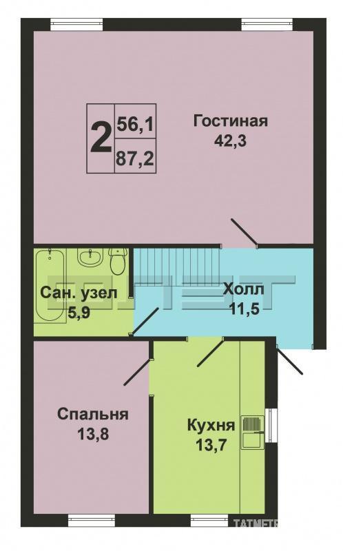Продажа / Дома и коттеджи, Казань, Нардуган улица (Вознесенье), 6 650 000 Продается коттедж, площадью 156 кв.м. ГАЗ, свет, вода. Планировка коттеджа: 5 спальных комнат, 2 санузла, холл с... - 14
