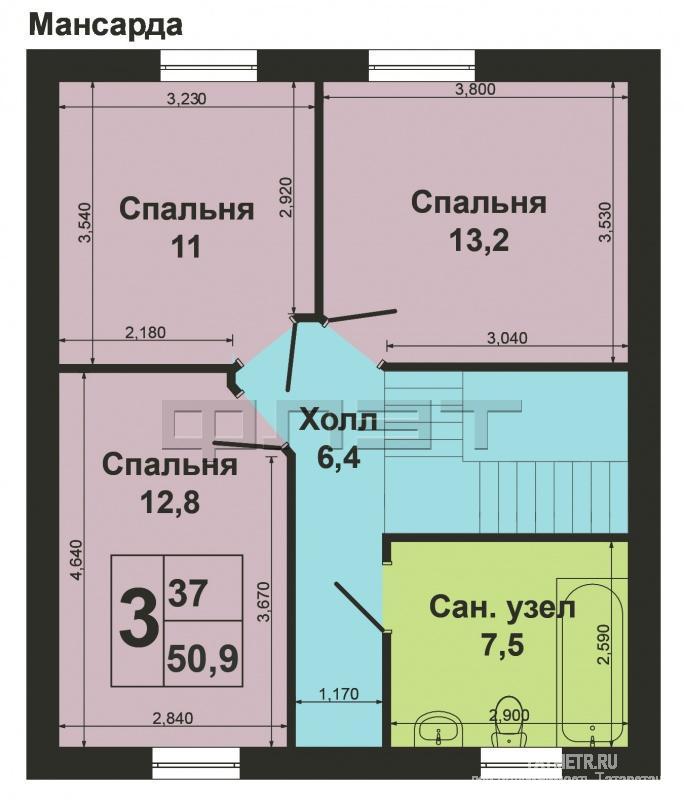 Казань, Кировский район, ул. Майкопская. В черте города, жилой массив Займище, продается новый, красивый и теплый 2х... - 14