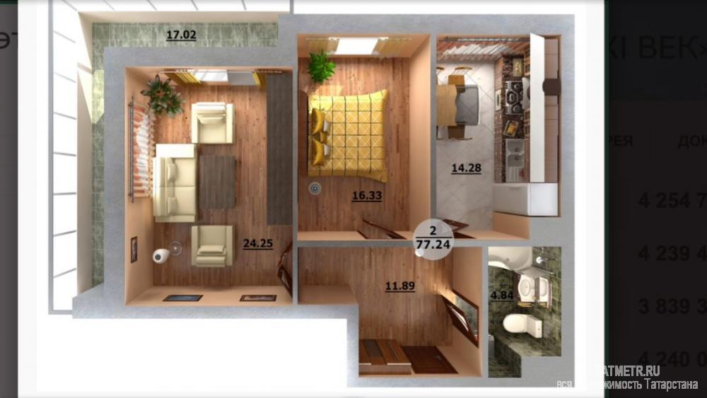 Продажа / Квартиры, Казань, Аделя Кутуя улица, 4 860 000 Казань город, Советский, жилой комплекс Казань XXI Век , 2 комн., общ. пл. 78 кв.м., жил.пл. 40 кв.м., комнаты 24/16,...