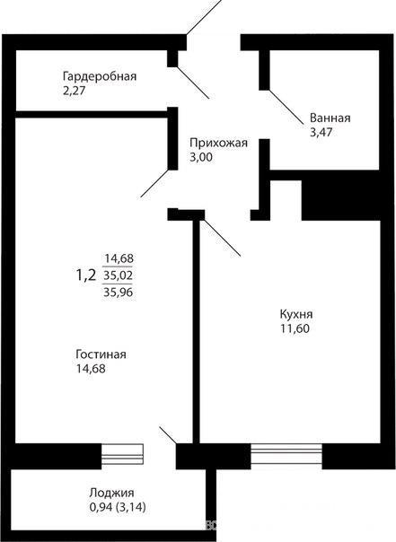 Продажа / Квартиры, Казань, Братьев Батталовых улица, 1 750 000 Казань город, Приволжский, улица Братьев Батталовых , 1 комн., общ. пл. 35 кв.м., жил.пл. 15 кв.м., комнаты 15, кухня...