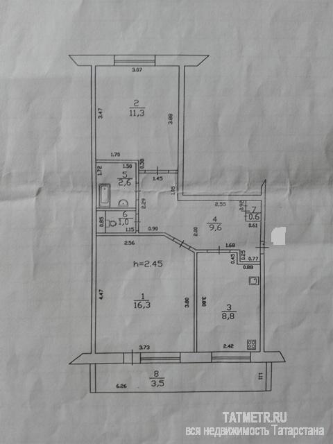 Продажа / Квартиры, Казань, Хибинская улица, 2 090 000 Залесный, ул. Хибинская, 10. 2-комн. венгер. проект, 5/5-эт. панел. дома, 53,7/27,6/8,8. Квартира в среднем... - 7