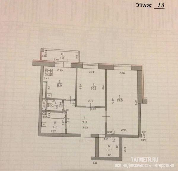 Продажа / Квартиры, Казань, Новоселья улица, 3 590 000 Новоселья, 6. 2-комн. улучшенка, 13/18-эт. монолитно-кирпичн. дома. 58/30/9. Дому 6 лет. Отличная планировка:... - 11