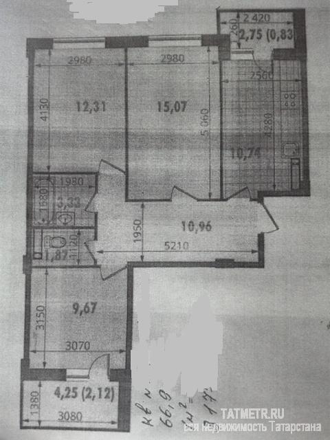 Продажа / Квартиры, Казань, Тэцевская улица, 3 105 354 ЖК «Острова» дом №2 (ул. Тэцевская). 3-комн. квартира на 11/12 эт. монолитного дома. Площадь:... - 1