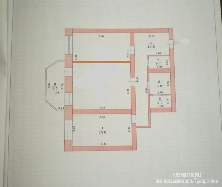 ул. Габдуллы Кариева, д.5. ЖК 21 век. 2-комн. улучшенка, 3/10-эт. кирп. дома, 79,2/30/23. Дом полностью кирпичный,... - 19