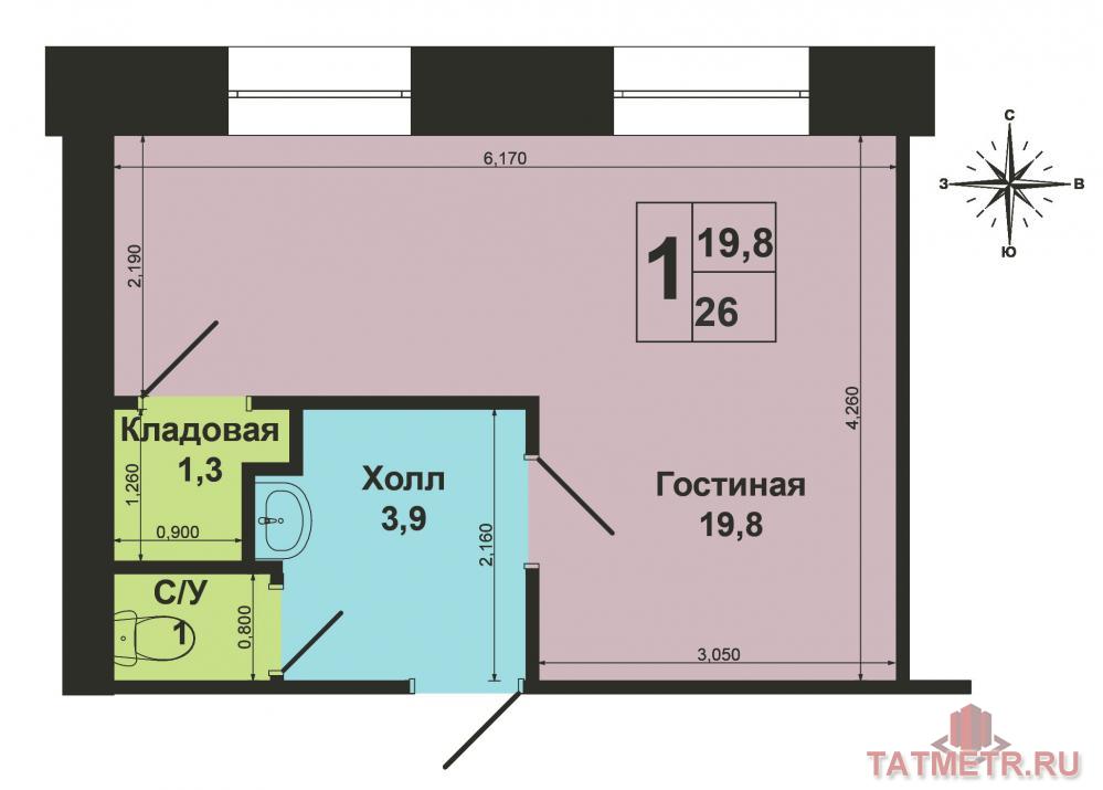 Продажа / Квартиры, Зеленодольск, Заикина улица, 880 000 Зеленодольск, город, ул. Заикина, д.14, корпус 2. Продаю в городе Зеленодольске светлую уютную однокомнатную... - 6
