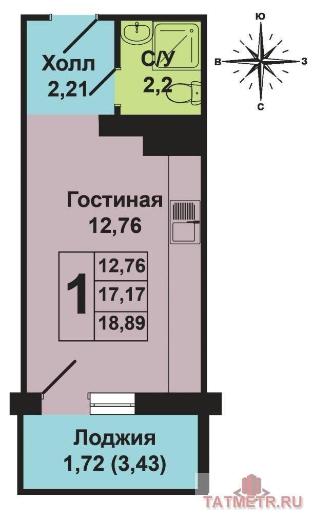 Продажа / Квартиры, Зеленодольск, Строителей проспект, 1 030 000 Зеленодольск, мирный, ул. Строителей, д. 24. Продается однокомнатная гостинка на мирном на среднем этаже, в новом... - 8