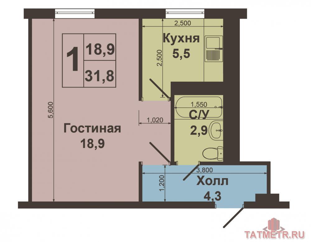 Советский район, ул. Аделя Кутуя, дом 14. Продаю однокомнатную квартиру в Советском районе.1/5 этаж панельного... - 7