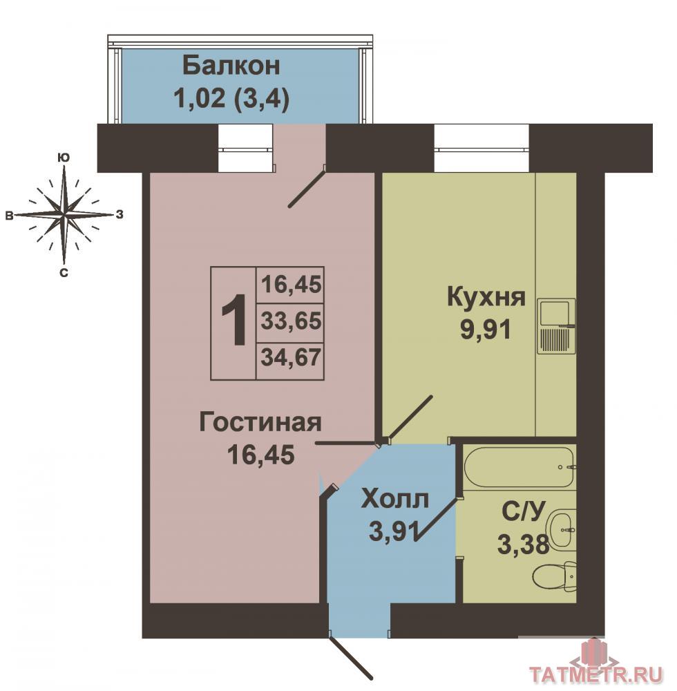 Продажа / Квартиры, Казань, Николая Ершова улица, 3 110 000 Советский район, ЖК «Арт Сити», ул. Н. Ершова, д. 62 Д. Срок сдачи дома до 31 декабря 2017г. ДДУ. Продаю 1-комнатную... - 9
