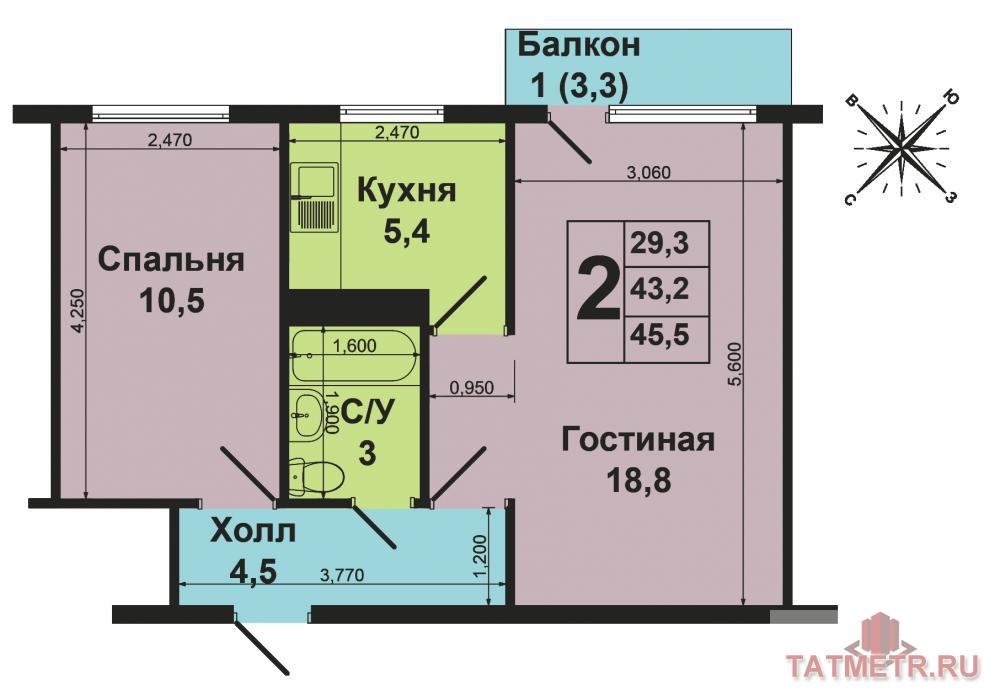 Продажа / Квартиры, Казань, Ново-Светлая улица, 3 150 000 Кировский район, ул. Ново-Светлая, д. 11. Продам 2-х комнатную квартиру в хорошем состоянии, на 3-м этаже/ 5-ти... - 12