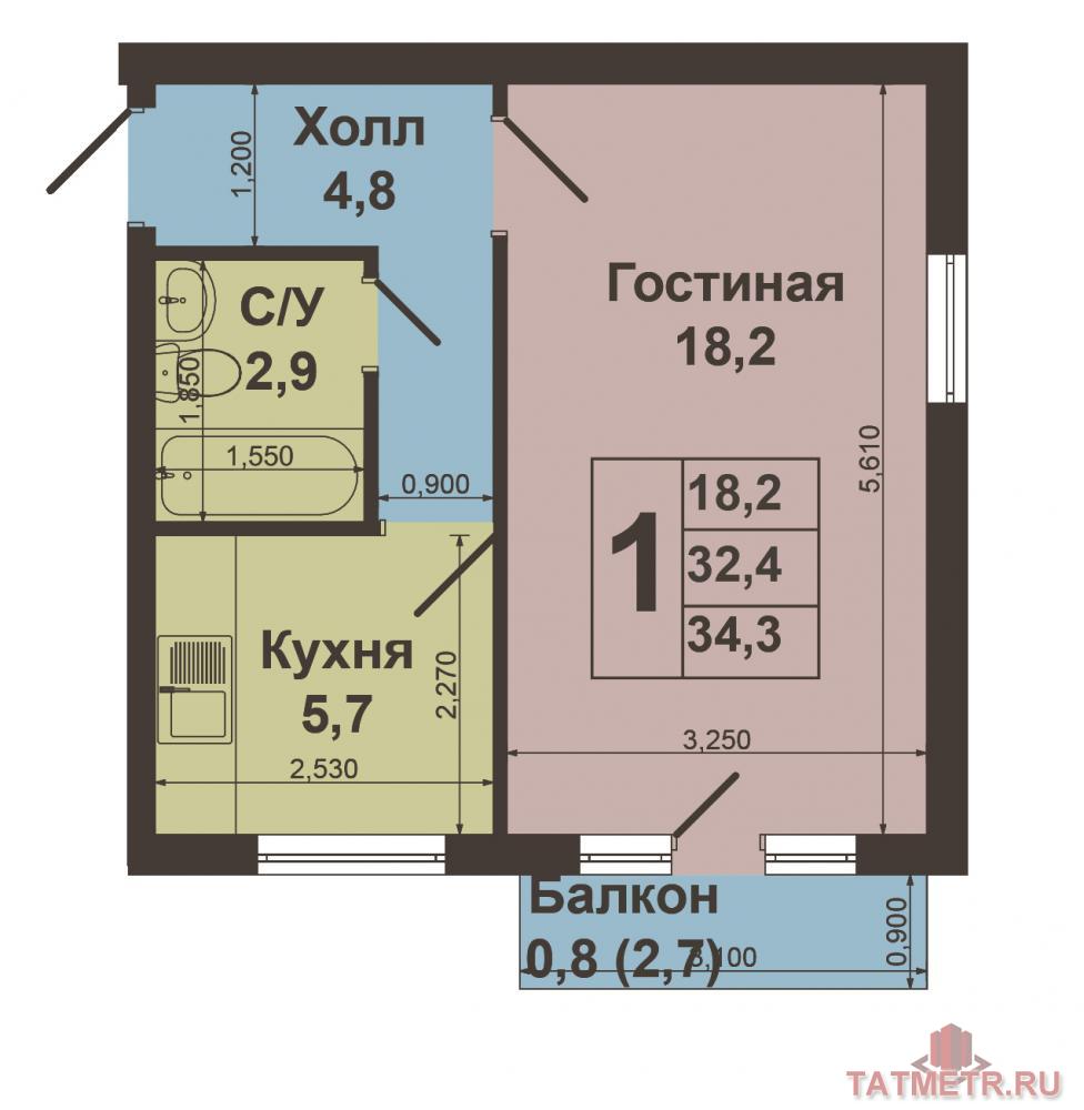 Продажа / Квартиры, Зеленодольск, Норкина улица, 1 450 000 г.Зеленодольск,город,Ул.Норкина,д.1.Продается отличная однокомнатная квартира московского проекта на третьем этаже... - 9