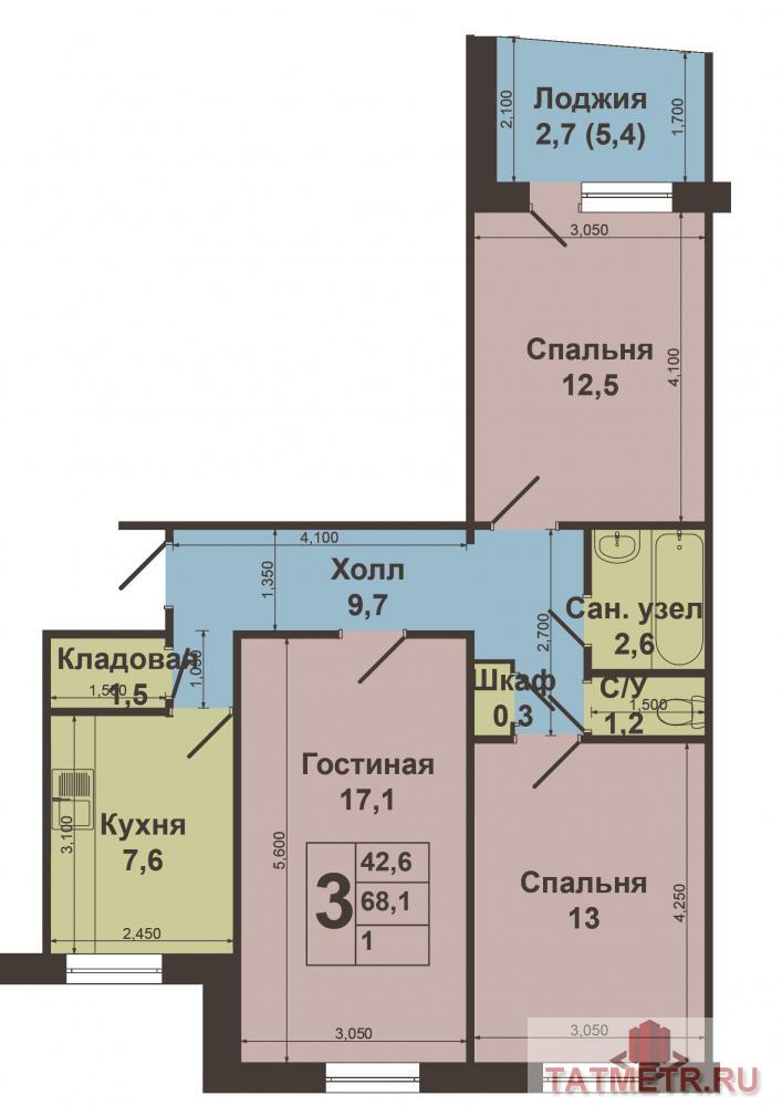 Продажа / Квартиры, Казань, Годовикова улица, 4 100 000 г. Казань, Авиастроительный район, ул.Годовикова д.15, трехкомнатная квартира ленинградка, этаж 9/9, панельный дом,... - 18