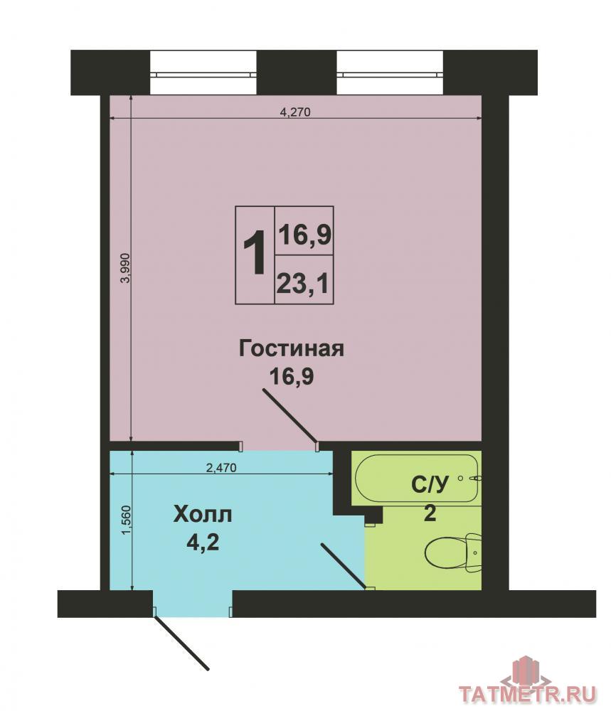 г.Казань, Кировский район, ул. Можайского д.15 корп.1, однокомнатная гостинка, этаж 3/5, кирпичный дом, площадь 23,... - 6