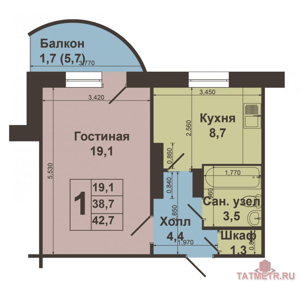 Продажа / Квартиры, Казань, Ноксинский спуск улица, 2 800 000 Продается однокомнатная квартира на пятом этаже панельного дома 2008 года постройки .Площадь квартиры... - 13