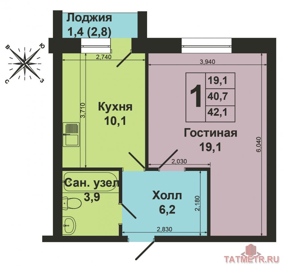 Продажа / Квартиры, Казань, Ямашева проспект, 3 950 000 Продаю отличную 1-к квартиру улучшенной планировки на 4 этаже 9-этажного кирпичного дома по просп.Ямашева д.102а Дом... - 13