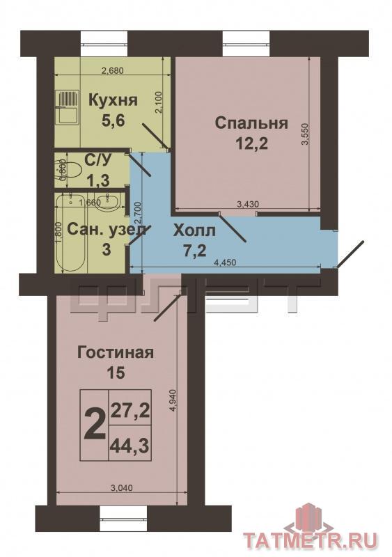 Продажа / Квартиры, Казань, Правды улица, 2 350 000 Советский район, ул.Правды, д.16 предлагаем Вашему вниманию отличную 2к квартиру в кирпичном доме. Общая площадь... - 8