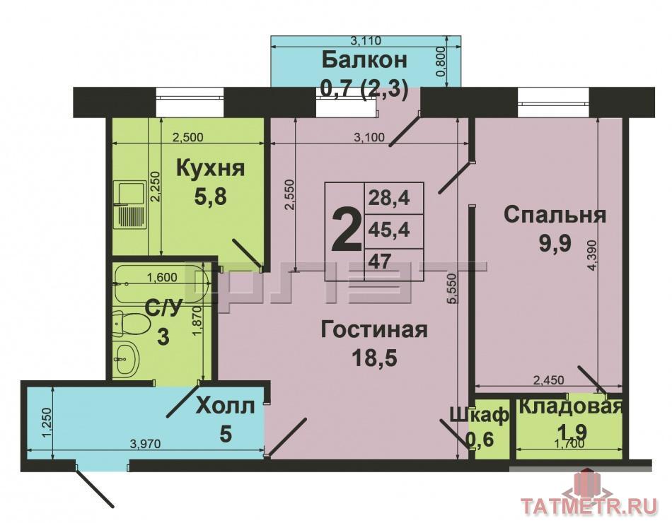 Продажа / Квартиры, Казань, Ярослава Гашека улица, 2 500 000 Отличное предложение Ново-Савиновский район, ул.Ярослава Гашека, д.1 продается отличная 2 комнатная квартира. Проект... - 6