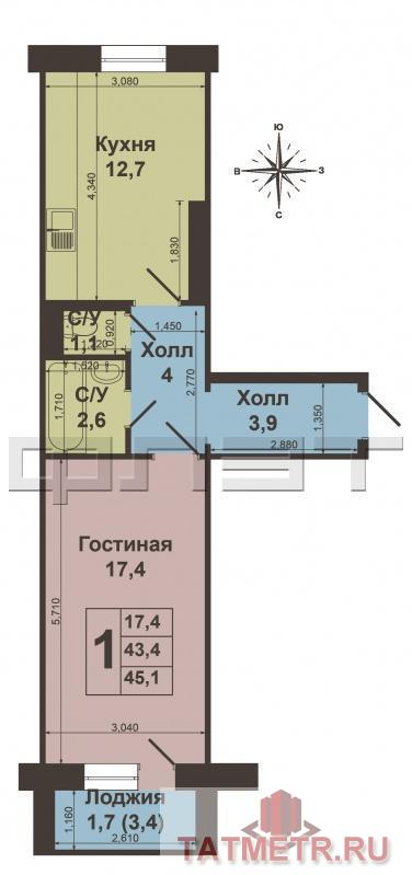 Продажа / Квартиры, Казань, Минская улица, 3 250 000 Советский район, Минская 55. Продается однокомнатная улучшенка в кирпичном доме 2011 года постройки. Площадь квартиры... - 11