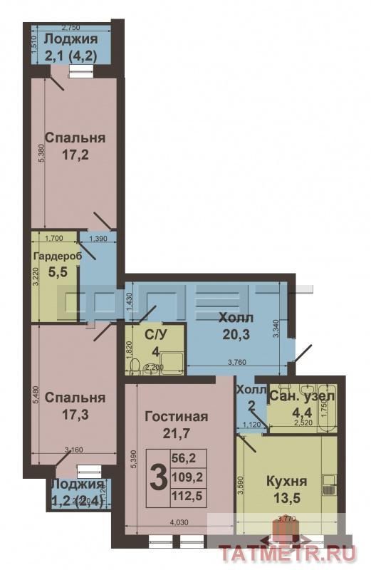 Продажа / Квартиры, Казань, Мидхата Булатова улица, 6 800 000 Продается добротная 3к-квартира с прекрасной планировкой в кирпичном доме 2007г постройки в ЖК «Солнечный город» с... - 15