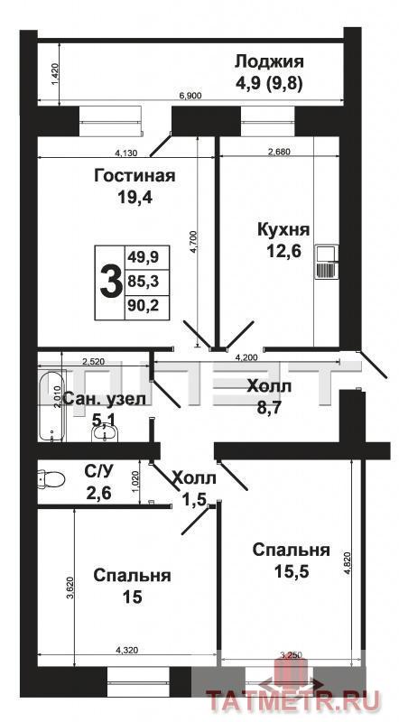 Продажа / Квартиры, Казань, Широкая улица, 5 500 000 Вахитовский район, ул. Широкая, д.2 Продаётся большая, светлая, уютная 3-х комнатная квартира в новом кирпичном доме... - 5