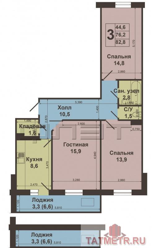 Продажа / Квартиры, Казань, Садовая улица, 4 500 000 Татарстан, Казань. Продается трехкомнатная квартира с дизайнерским ремонтом Жилой комплекс «Радужный» пос. Осиново... - 8