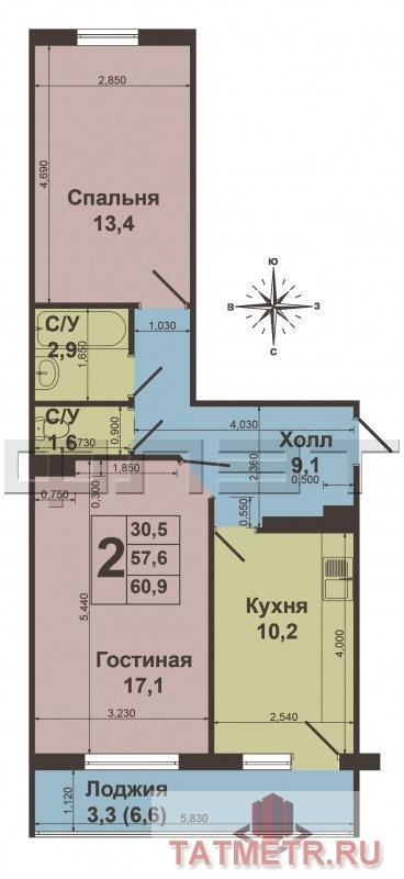 Продажа / Квартиры, Осиново, М.Ф.Гайсина улица, 2 950 000 Казань, Татарстан, с. Осиново, Жилой комплекс «РАДУЖНЫЙ» ул. Гайсина д. 7 . Продается уютная двухкомнатная квартира... - 9