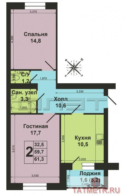 Продажа / Квартиры, Казань, Комарова улица, 3 000 000 Казань, с. Осиново. Продается уютная, двухкомнатная квартира, по ул. Комарова 4а. Дом кирпичный 2009 года... - 10