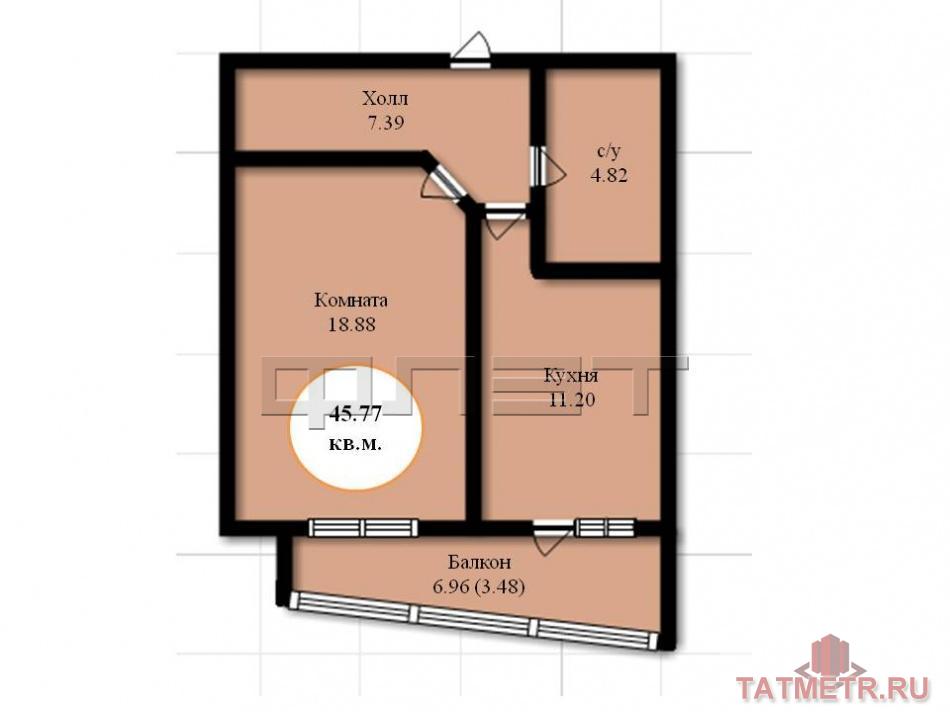 Продажа / Квартиры, Казань, Хусаина Мавлютова улица, 2 700 430 Продается однокомнатная квартира площадью 45.77 / 18.88 / 11.20 кв.м. в ЖК 'Три Богатыря'. Комплекс состоит из трех... - 5