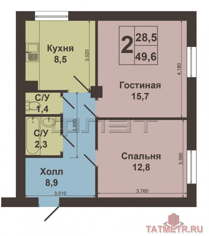 Казань, Ново-Савиновский район, ул. Восстания 18. Предлагаем к покупке отличную квартиру ! Двухкомнатная квартира,... - 8