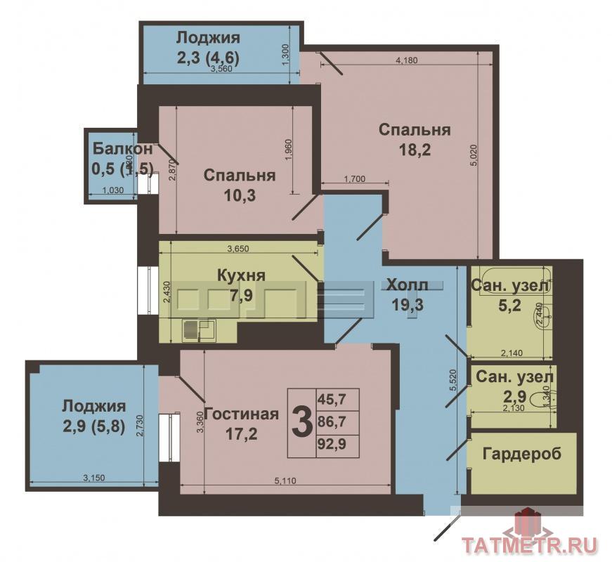Продажа / Квартиры, Казань, Абубекира Терегулова улица, 6 600 000 Приволжский район, Жилой комплекс Экопарк Дубрава, ул.Ак. Терегулова, д.4. Продается уютная трехкомнатная квартира в... - 18