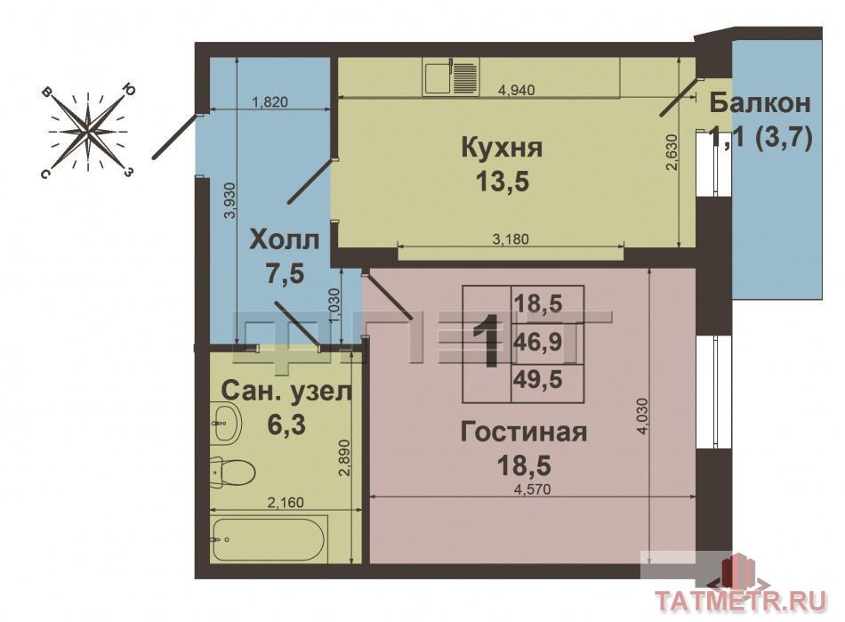 Продажа / Квартиры, Казань, Юлиуса Фучика улица, 3 750 000 Продается 1 комнатная квартира на ул.Фучика 14В ( рядом улицы Зорге, Пр-т Победы.) Дом 2015 года постройки . Дом... - 7