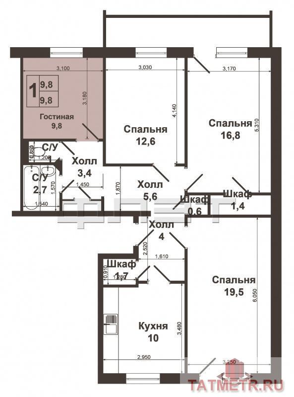 Продажа / Комнаты, Казань, Победы проспект, 650 000 Советский район, ул. Проспект Победы 102. Продается комната в четырехкомнатной квартире. Дом удобно расположен, в... - 1