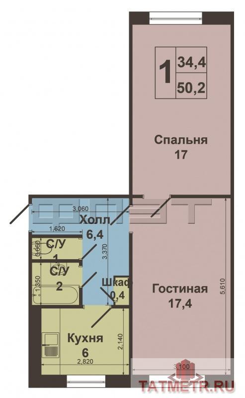 Продажа / Квартиры, Казань, Хусаина Мавлютова улица, 3 090 000 Приволжский район, Мавлютова, д. 25. В тихом районе Казани продается 2-х комнатная квартира квартира в хорошем... - 6