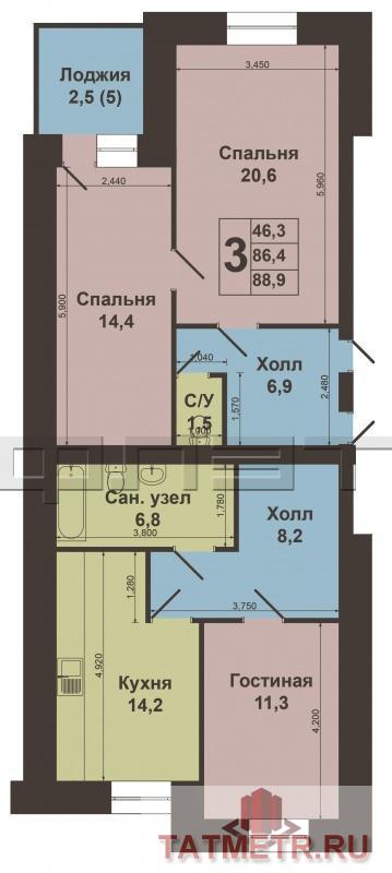 Продажа / Квартиры, Казань, Космонавтов улица, 7 300 000 Советский район. Космонавтов 55. Продаётся уникальная двухуровневая 3-х комнатная квартира на 1\5 кирпичного дома. На... - 17