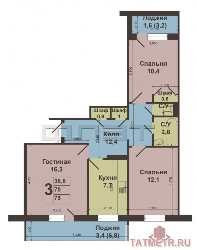 Продажа / Квартиры, Казань, Юлиуса Фучика улица, 3 300 000 Выставляем на продажу идеальный вариант улучшения ваших жилищных условий. Цена ниже рыночной! Продается... - 14