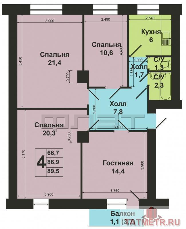 Продажа / Квартиры, Казань, Лядова улица, 4 100 000 Авиастроительный район, ул.Лядова д.6. В спальном районе города продается светлая и просторная 4-х комнатная... - 14