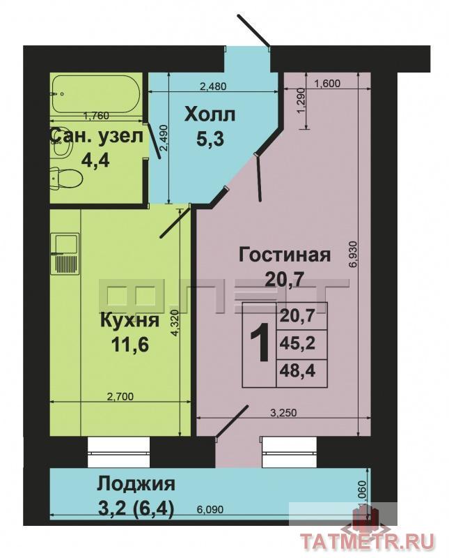 Продажа / Квартиры, Казань, Фрунзе улица, 3 200 000 На границе Кировского и Московского районов на улице Фрунзе д.1 б, продается просторная однокомнатная квартира с... - 13