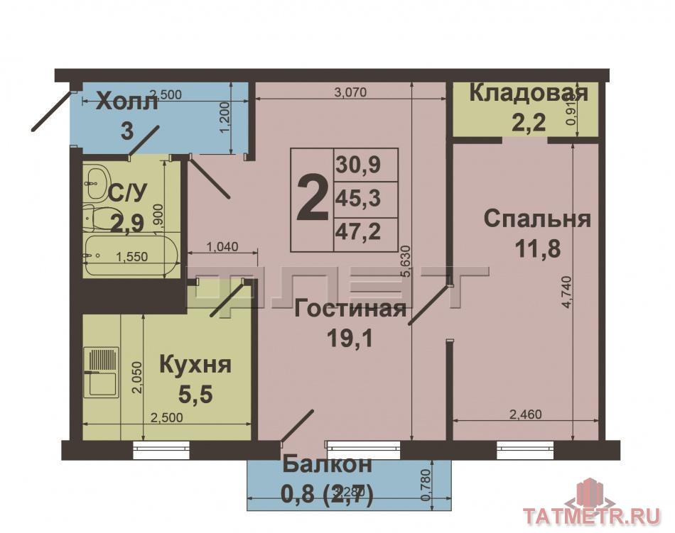 Продажа / Квартиры, Казань, Хади Такташа улица, 2 900 000 В самом историческом районе г. Казани, на пересечении улиц Салимжанова и Х.Такташа, продается теплая, светлая 2-х... - 9