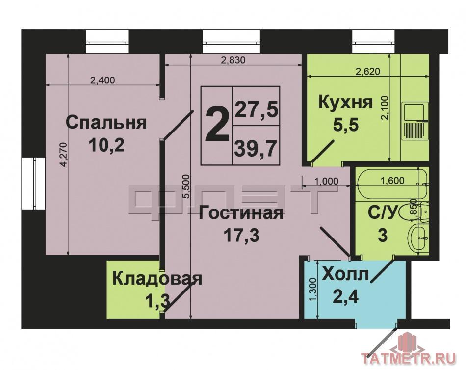Продажа / Квартиры, Казань, Актайская улица, 2 080 000 Продается 2-комнатная квартира в Приволжском районе по улице Актайская. Дом кирпичный, проведен кап.ремонт. Квартира... - 5