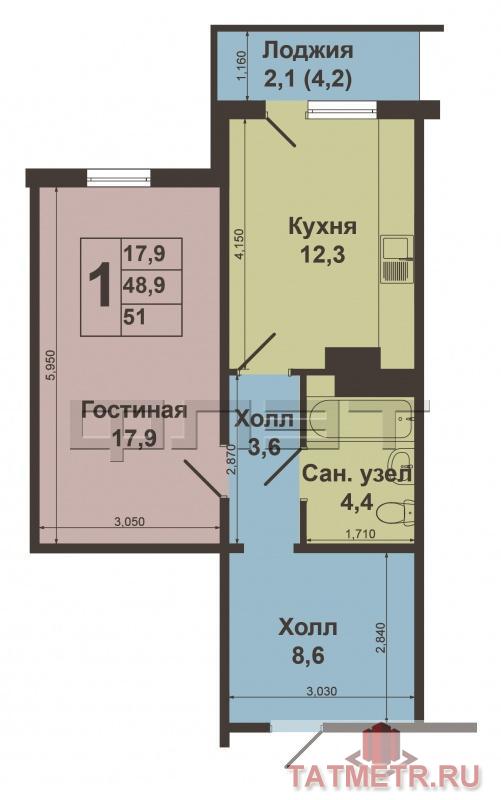 Продажа / Квартиры, Казань, Академика Завойского улица, 2 980 000 Продается просторная1-комнатная квартира улучшенной планировки. Общая площадь 48,9 кв.м. Монолитно-кирпичный дом... - 7