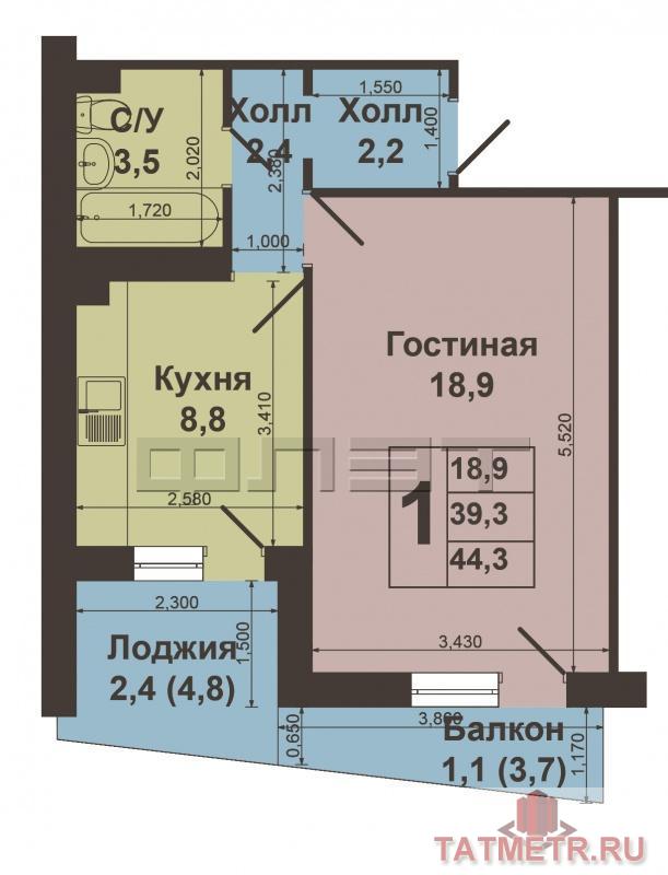 Продажа / Квартиры, Казань, Хайдара Бигичева улица, 2 282 500 Продается однокомнатная квартира на 9-м этаже 9-ти этажного панельного дома, площадью 36 кв.метров. Тамбур на 3... - 6