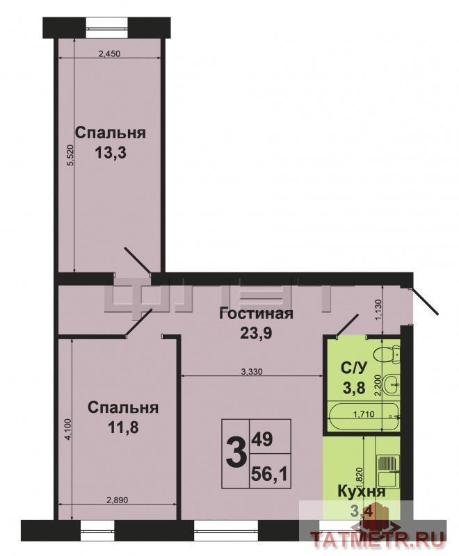 Продажа / Квартиры, Казань, Волкова улица, 4 600 000 Продаётся уютная, светлая, просторная 3-к квартира в самом престижном месте города, по адресу: улица Волкова, 79.... - 6