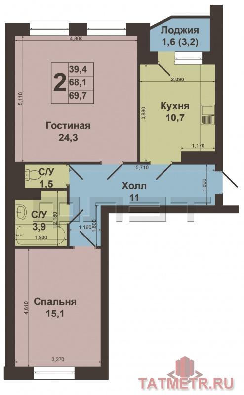 Продажа / Квартиры, Казань, Космонавтов улица, 5 280 000 Продаётся просторная, светлая квартира в кирпичном доме на ул.Космонавтов,42а. Дом сдался в 2013 году, в квартире... - 20
