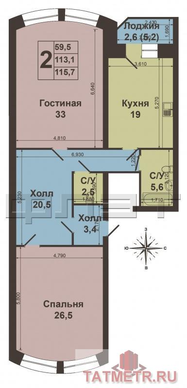 Кировский район,Столярова,д.5. Просторная,светлая 3х-комнатная квартира 113,1кв.м.,в тихом,зеленом уголке Кировского... - 10