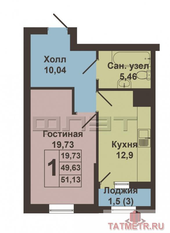 Продажа / Квартиры, Казань, Кул Гали улица, 3 250 000 Продается 1-комнатная квартира с качественной предчистовой отделкой в современном ЖК Оазис-2 по улице Кул Гали. Дом... - 3