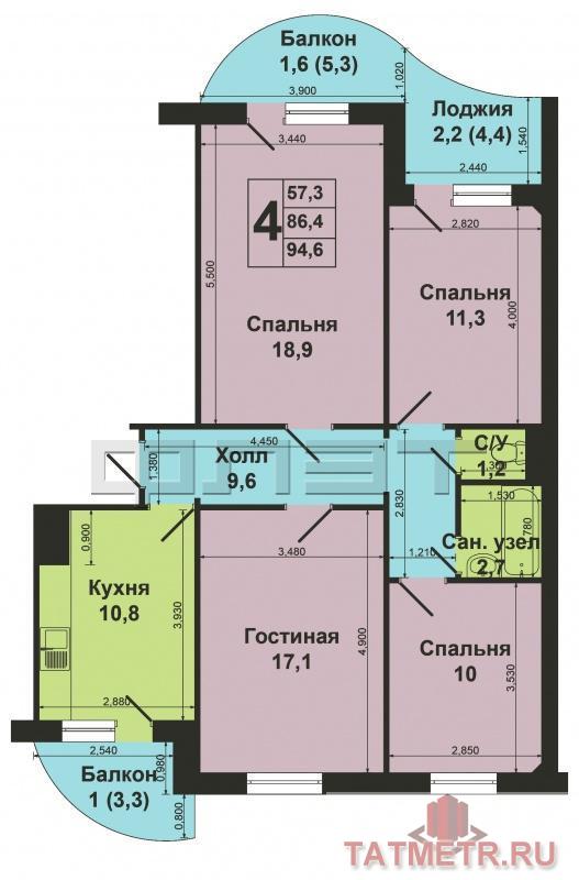 Продажа / Квартиры, Казань, Бондаренко улица, 5 150 000 Ново-Савиновский район, ул.Бондаренко, д.16 (рядом станция мето «Козья Слобода») Просторная светлая квартира 86,5... - 9